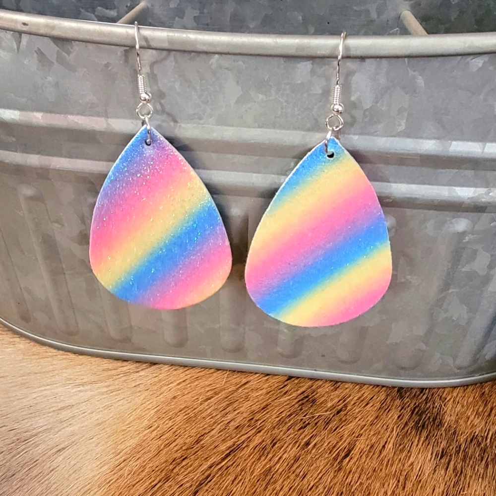 Faux leather teardrop earrings